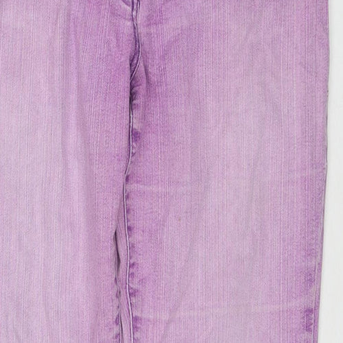 M&Co Womens Purple Cotton Straight Jeans Size 12 L30 in Regular Zip