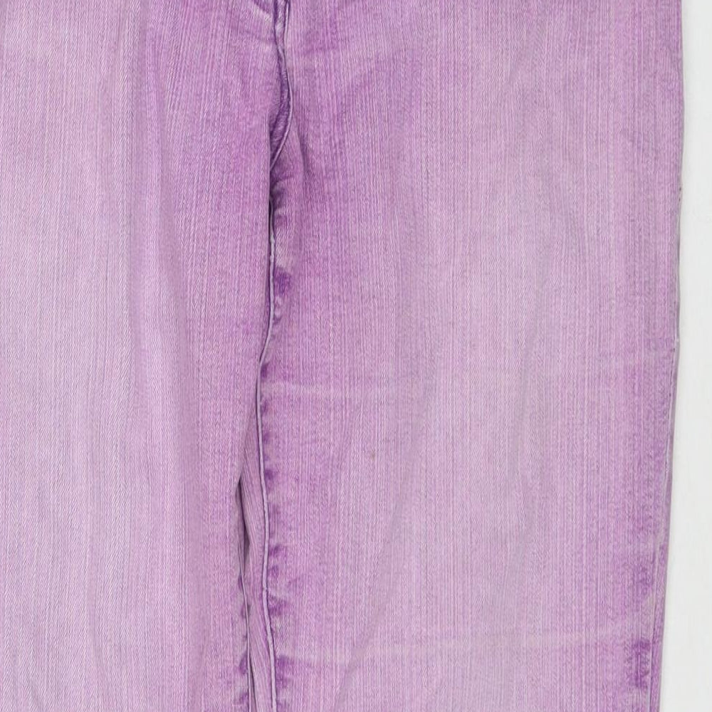 M&Co Womens Purple Cotton Straight Jeans Size 12 L30 in Regular Zip