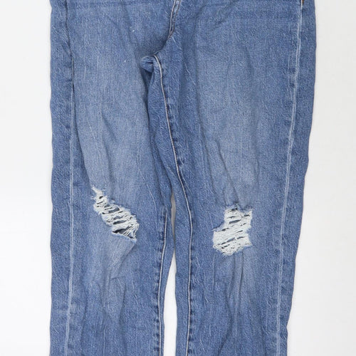 New Look Womens Blue Cotton Mom Jeans Size 10 L26 in Regular Zip