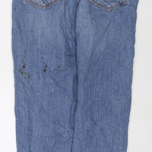 New Look Womens Blue Cotton Mom Jeans Size 10 L26 in Regular Zip