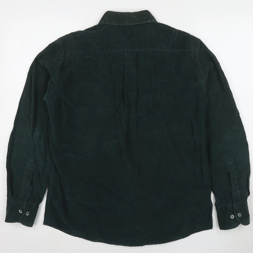 Blue Harbour Mens Green Cotton Button-Up Size S Collared Button