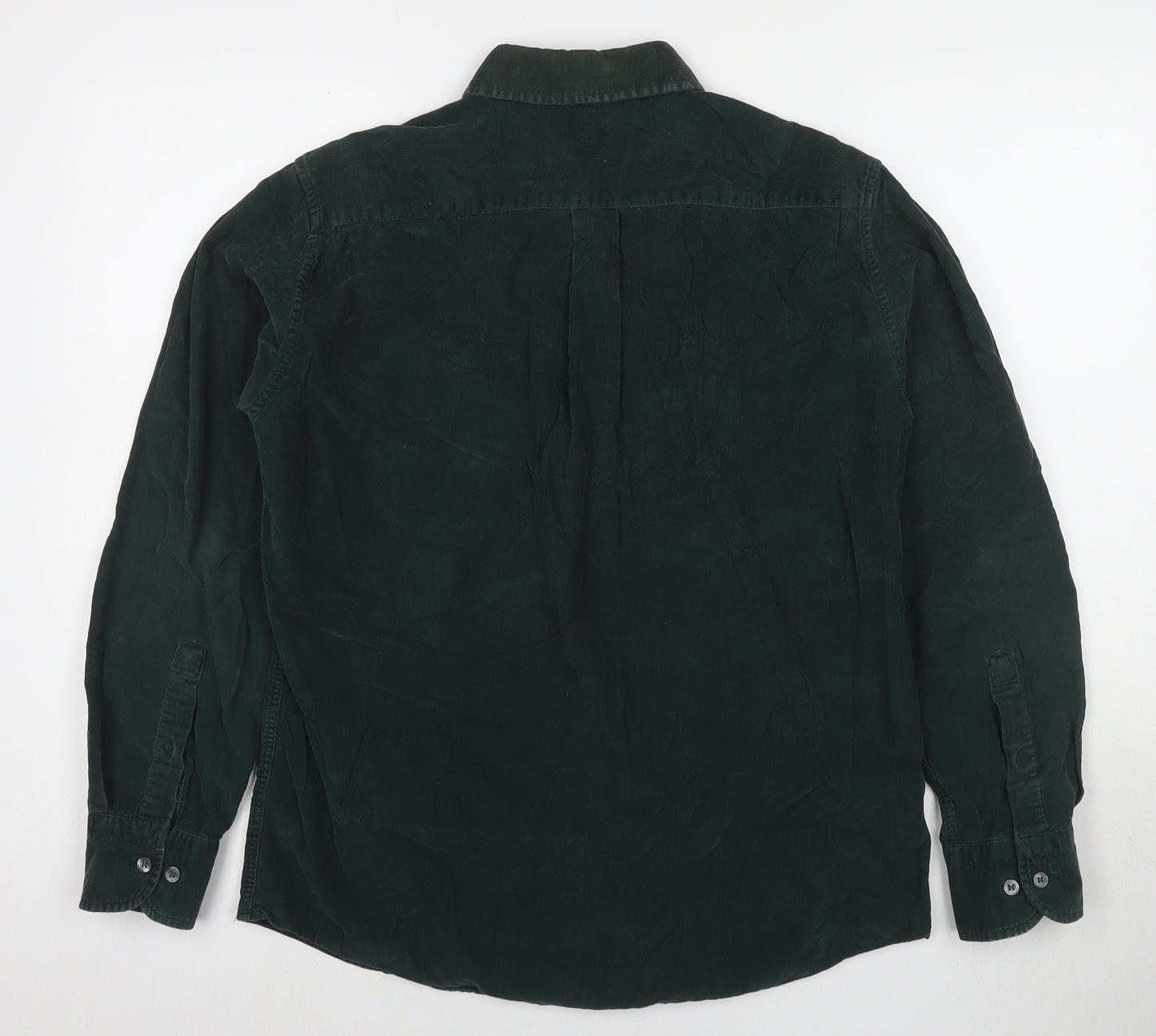 Blue Harbour Mens Green Cotton Button-Up Size S Collared Button