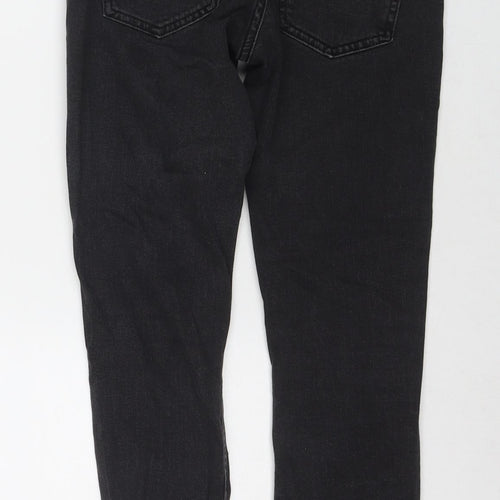 ASOS Womens Black Cotton Skinny Jeans Size 24 in L23 in Regular Zip - Flames Detail