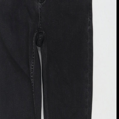 ASOS Womens Black Cotton Skinny Jeans Size 24 in L23 in Regular Zip - Flames Detail