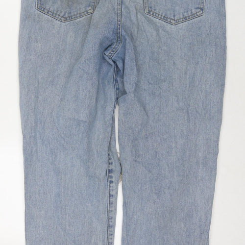 PRETTYLITTLETHING Womens Blue Cotton Mom Jeans Size 14 L29 in Regular Zip