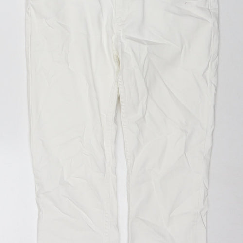 Crew Clothing Womens White Cotton Cropped Jeans Size 10 L20 in Regular Zip