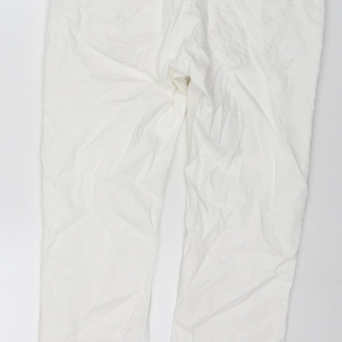 Crew Clothing Womens White Cotton Cropped Jeans Size 10 L20 in Regular Zip