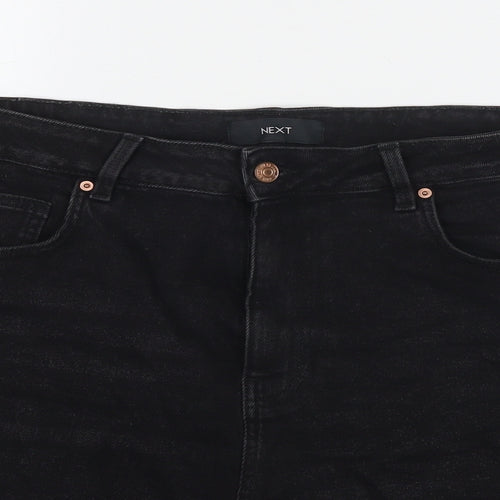 NEXT Womens Black Cotton Mom Shorts Size 14 L3 in Regular Zip