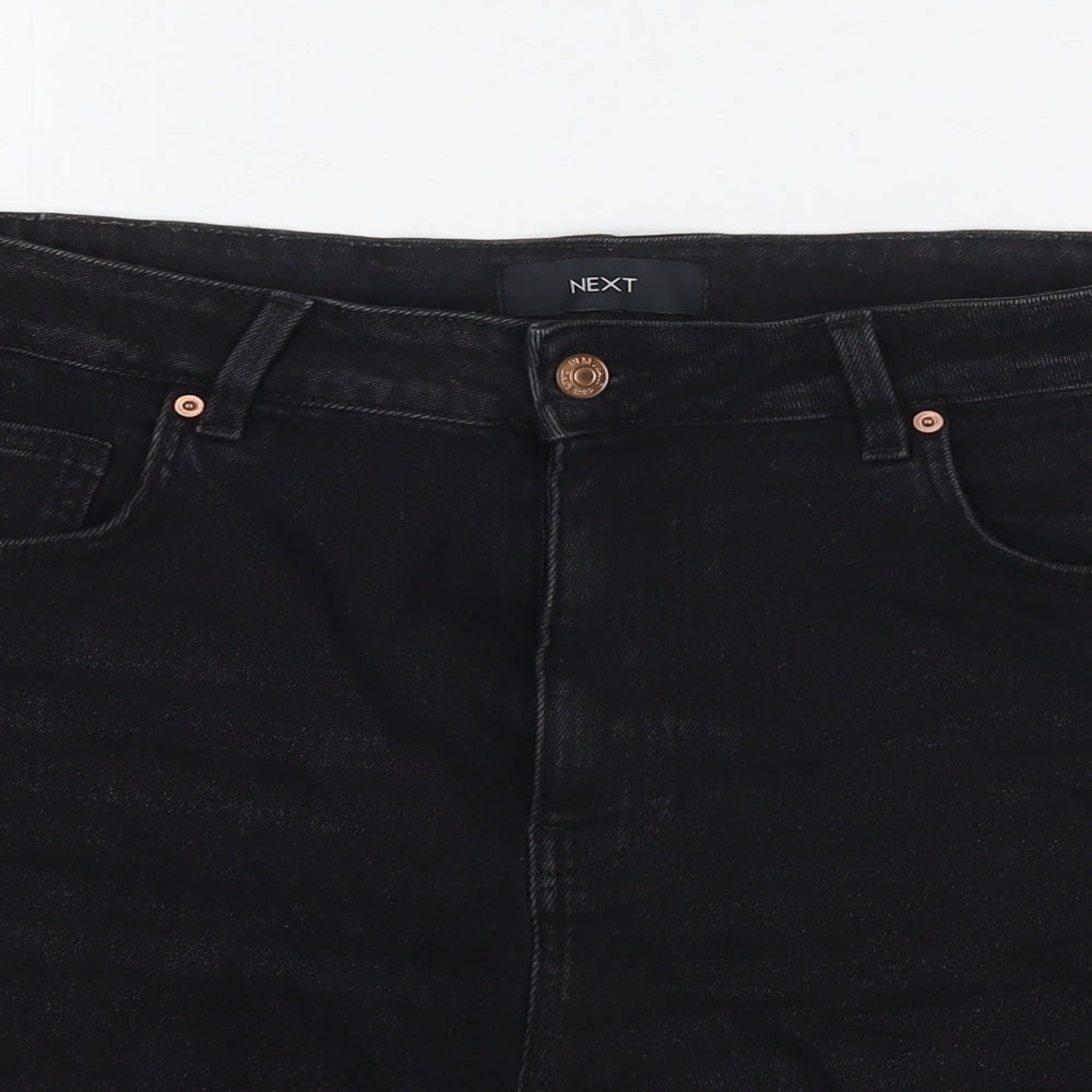 NEXT Womens Black Cotton Mom Shorts Size 14 L3 in Regular Zip