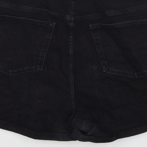 NEXT Womens Black Cotton Mom Shorts Size 14 L3 in Regular Zip