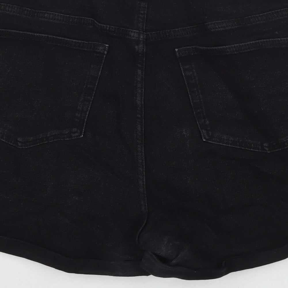 NEXT Womens Black Cotton Mom Shorts Size 14 L3 in Regular Zip