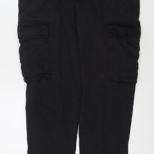 New Look Maternity Mens Black Cotton Cargo Trousers Size 32 in L29 in Regular Zip