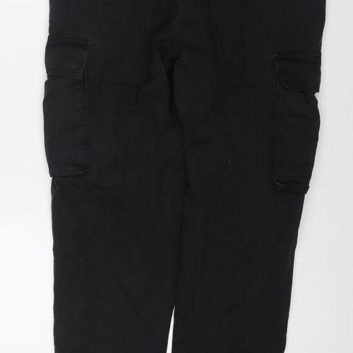 New Look Maternity Mens Black Cotton Cargo Trousers Size 32 in L29 in Regular Zip