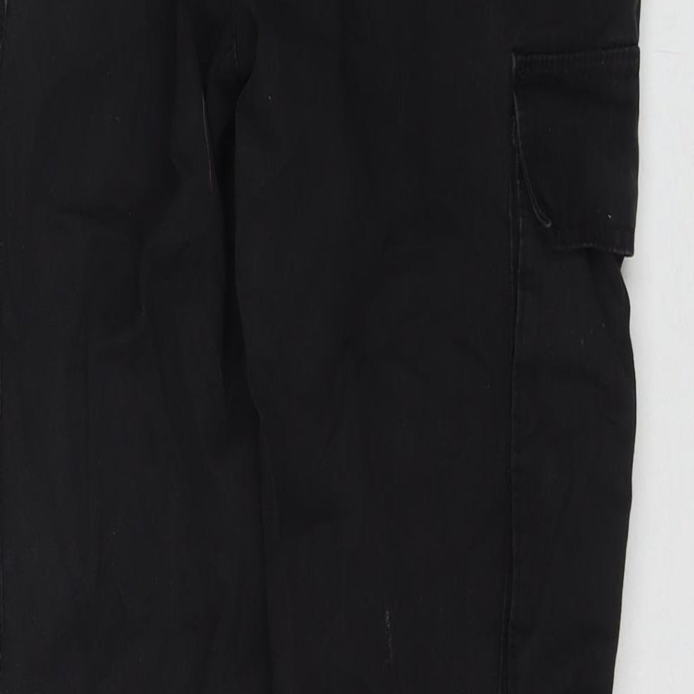 New Look Maternity Mens Black Cotton Cargo Trousers Size 32 in L29 in Regular Zip