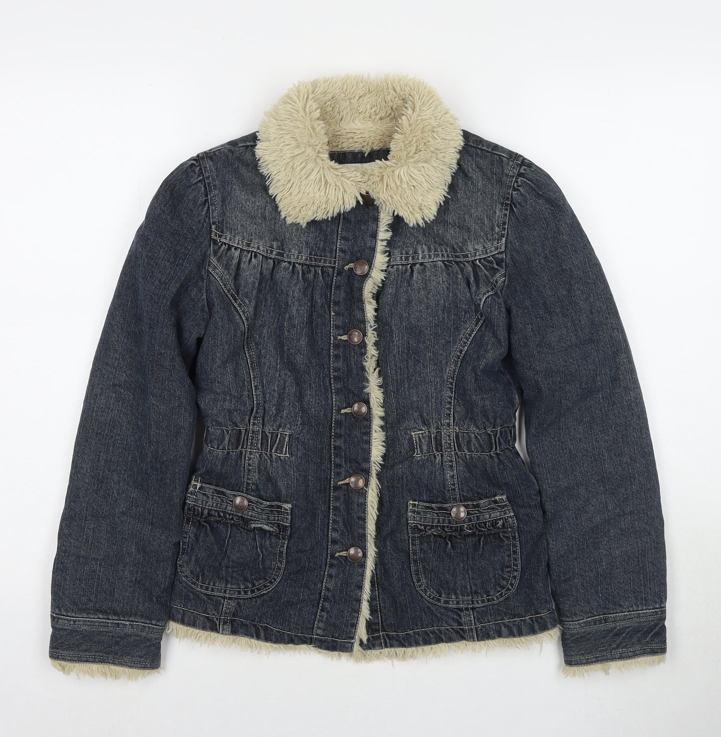 Me Fane Womens Blue Jacket Size 10 Snap - Size 10-12