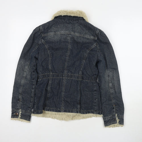Me Fane Womens Blue Jacket Size 10 Snap - Size 10-12