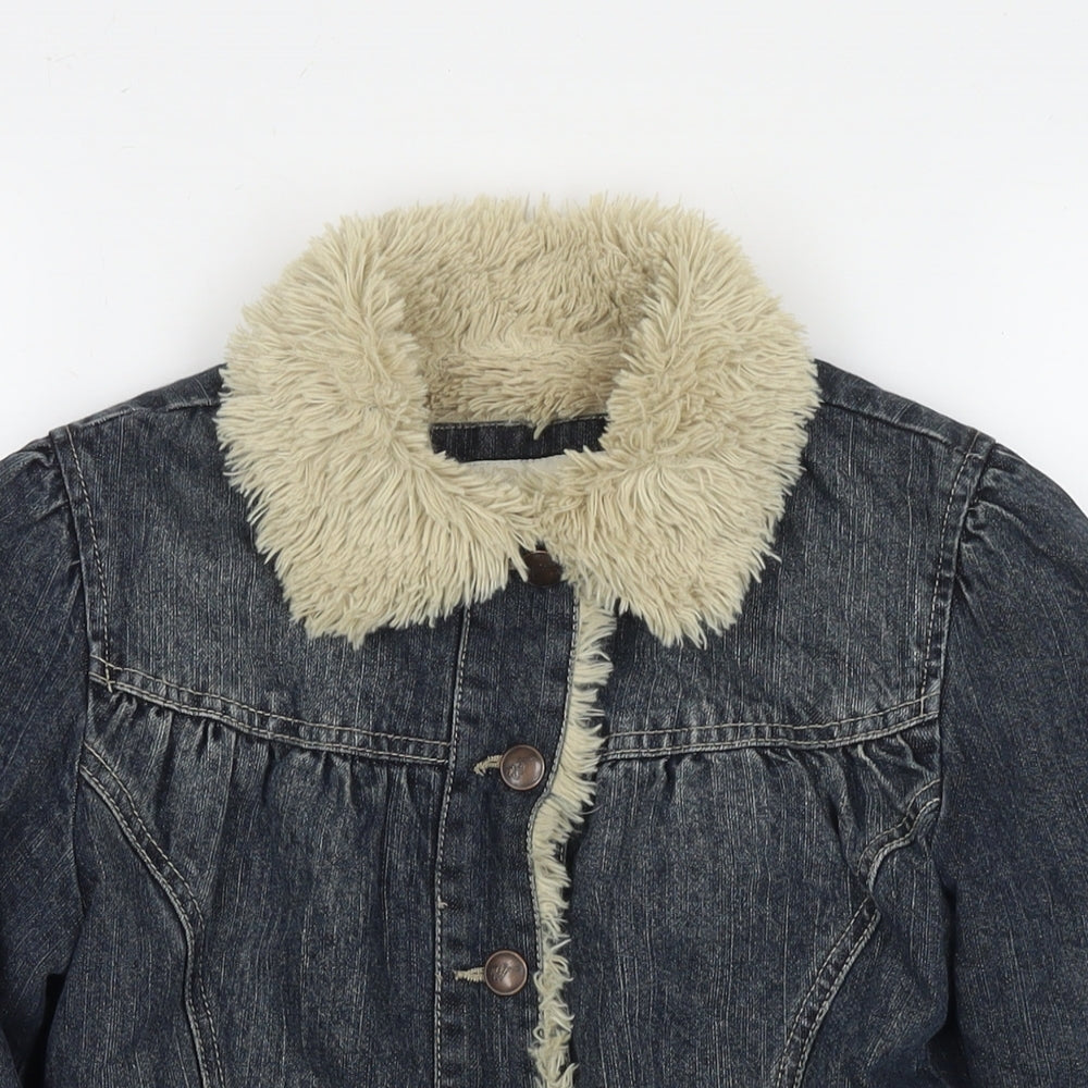 Me Fane Womens Blue Jacket Size 10 Snap - Size 10-12