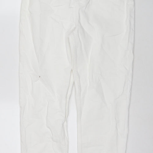 F&F Womens White Cotton Skinny Jeans Size 12 L27 in Regular Zip