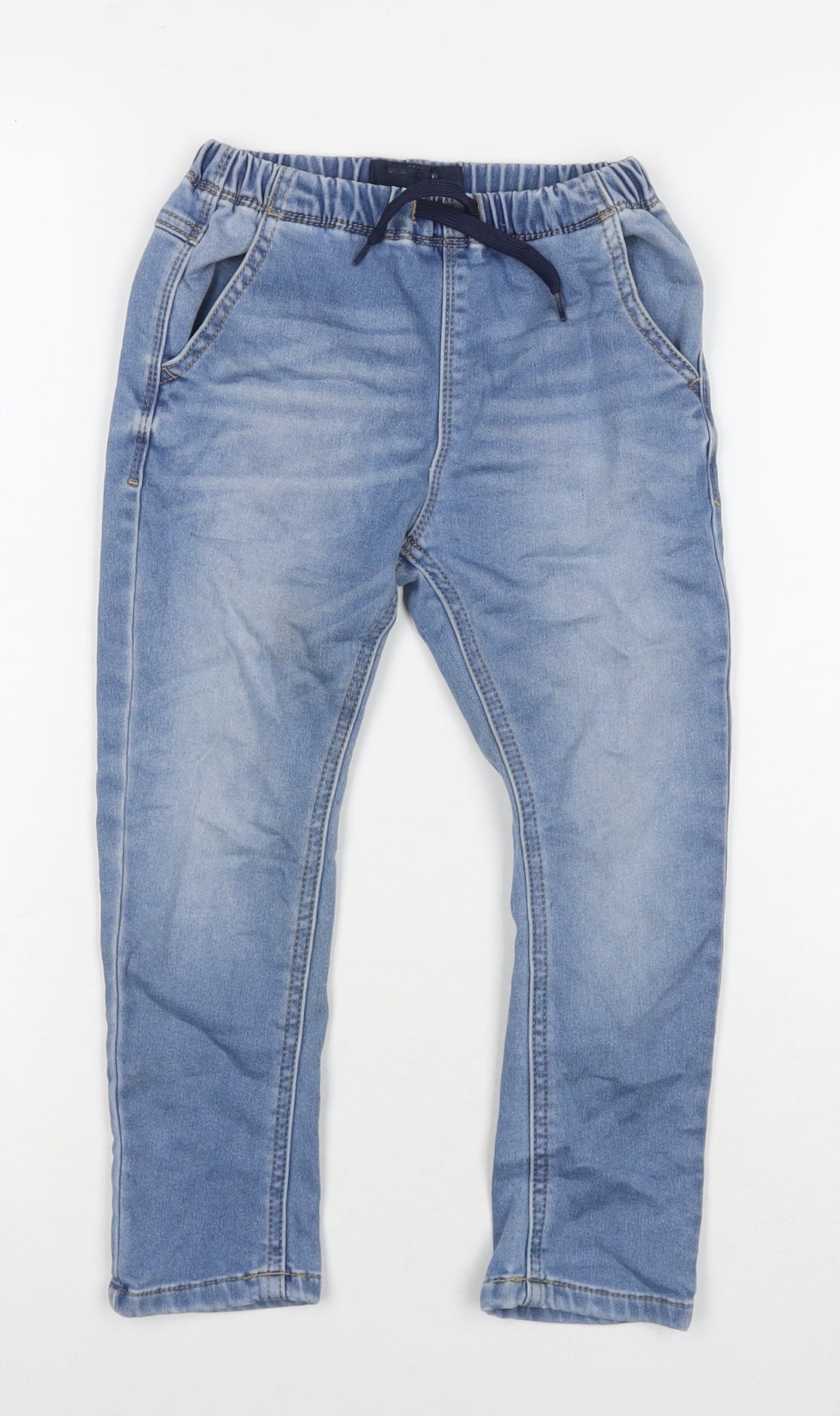NEXT Boys Blue Cotton Skinny Jeans Size 4-5 Years Regular Drawstring