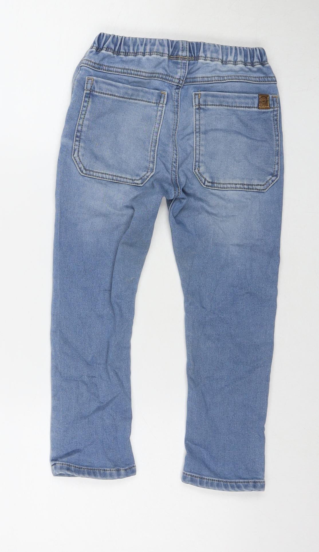 NEXT Boys Blue Cotton Skinny Jeans Size 4-5 Years Regular Drawstring
