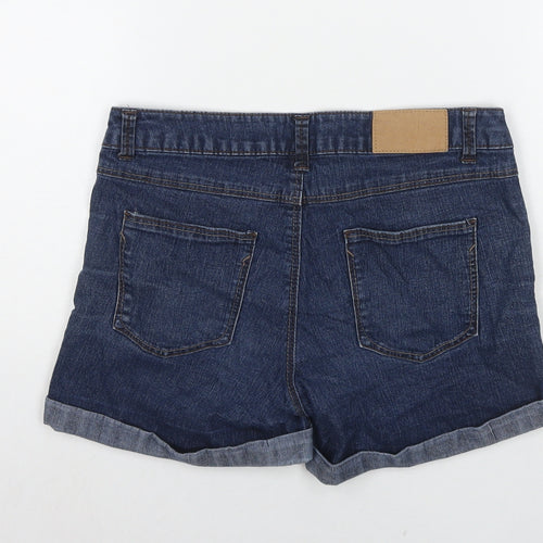 Dorothy Perkins Womens Blue Cotton Hot Pants Shorts Size 8 L5 in Regular Zip