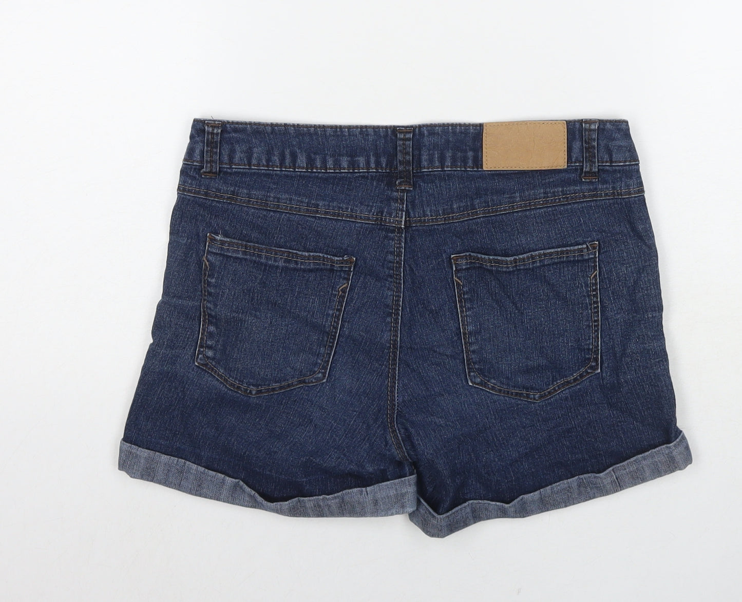 Dorothy Perkins Womens Blue Cotton Hot Pants Shorts Size 8 L5 in Regular Zip