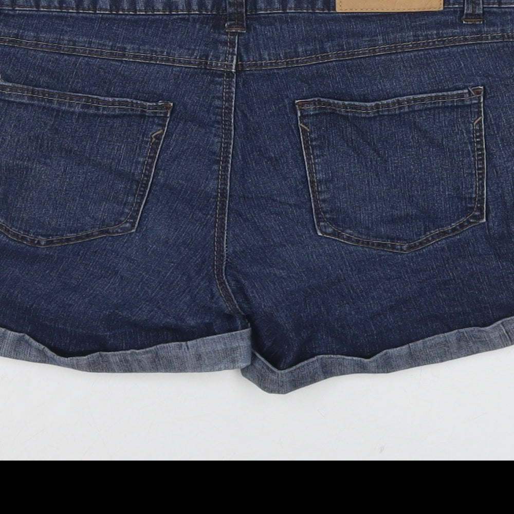 Dorothy Perkins Womens Blue Cotton Hot Pants Shorts Size 8 L5 in Regular Zip