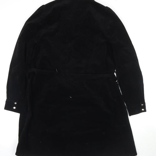 Zara Womens Black Cotton Shirt Dress Size M Collared Button