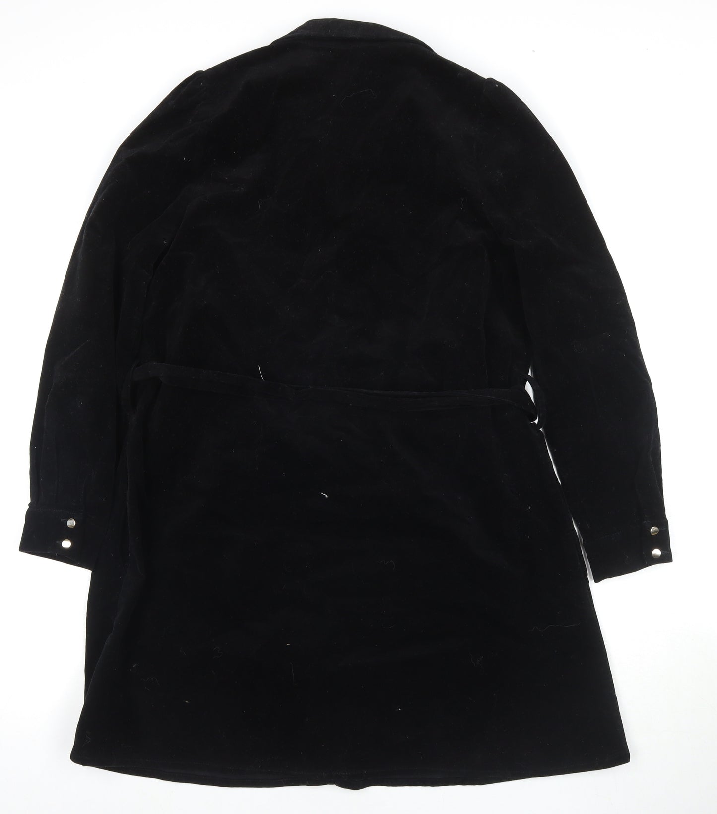 Zara Womens Black Cotton Shirt Dress Size M Collared Button