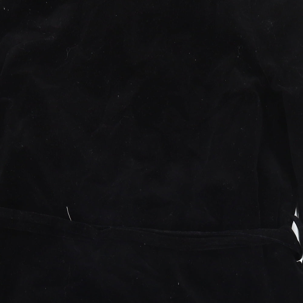 Zara Womens Black Cotton Shirt Dress Size M Collared Button