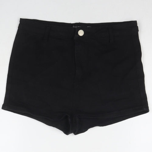 I SAW IT FIRST Womens Black Cotton Hot Pants Shorts Size 14 L3 in Regular Zip