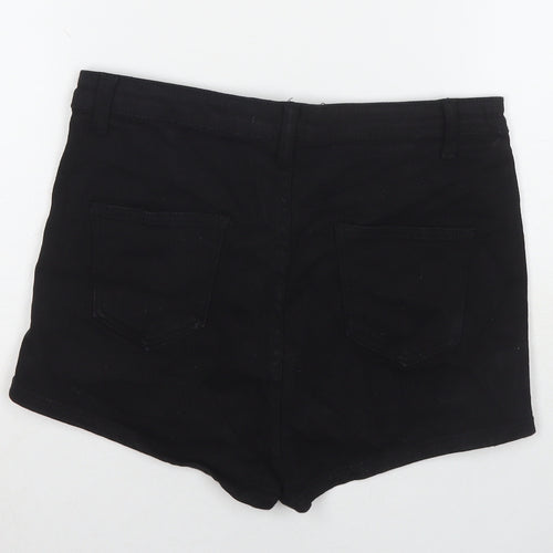 I SAW IT FIRST Womens Black Cotton Hot Pants Shorts Size 14 L3 in Regular Zip