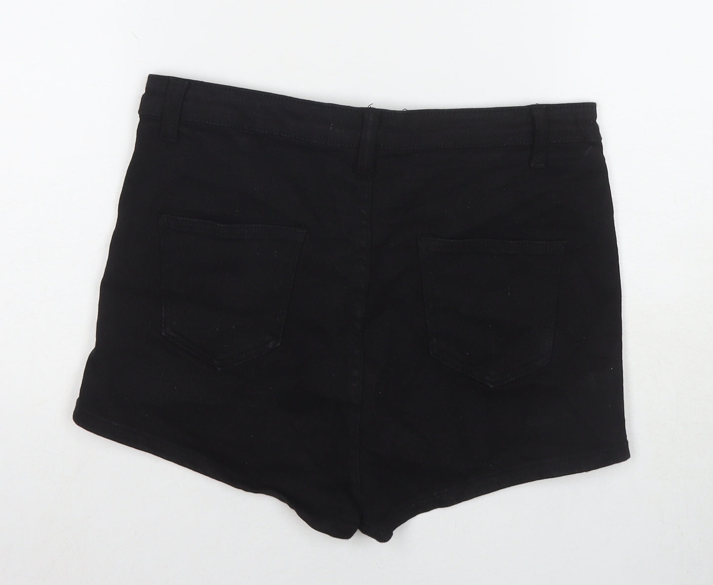 I SAW IT FIRST Womens Black Cotton Hot Pants Shorts Size 14 L3 in Regular Zip