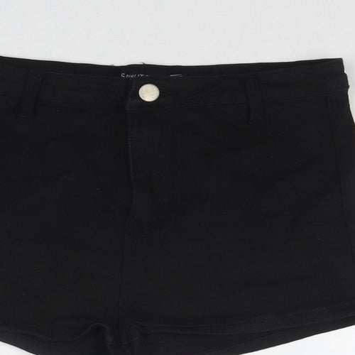 I SAW IT FIRST Womens Black Cotton Hot Pants Shorts Size 14 L3 in Regular Zip