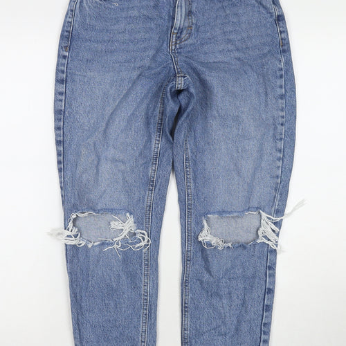 Topshop Womens Blue Cotton Mom Jeans Size 26 L28 in Regular Zip