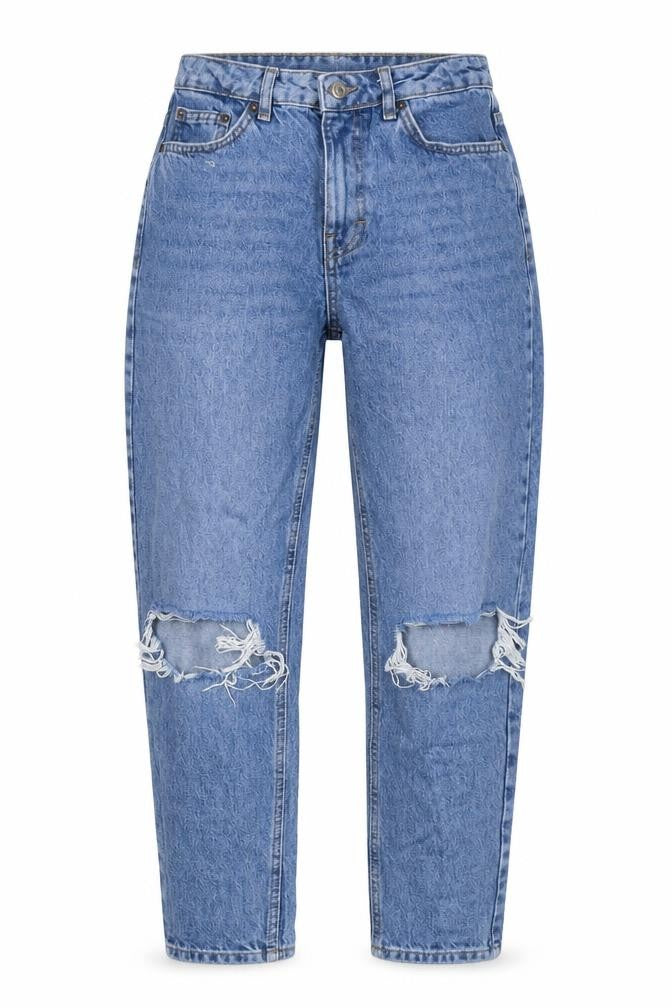 Topshop Womens Blue Cotton Mom Jeans Size 26 L28 in Regular Zip