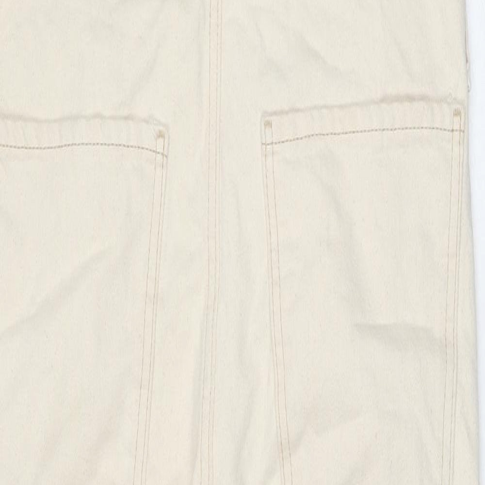 Pull&Bear Womens Ivory Cotton Dungaree One-Piece Size M L27 in Button