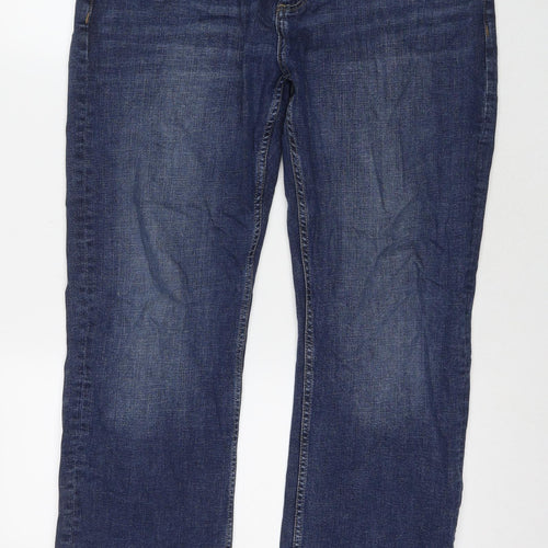 Denim 365 Womens Blue Cotton Straight Jeans Size 36 in L31 in Slim Zip