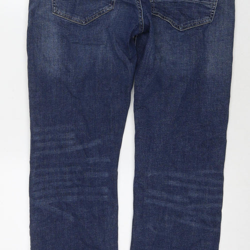 Denim 365 Womens Blue Cotton Straight Jeans Size 36 in L31 in Slim Zip