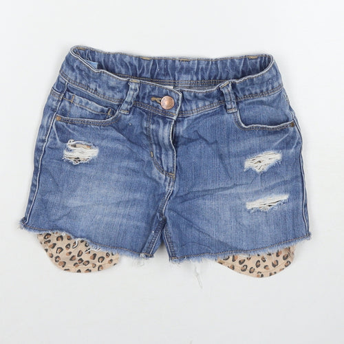 NEXT Girls Blue Cotton Hot Pants Shorts Size 7 Years L3 in Regular Zip