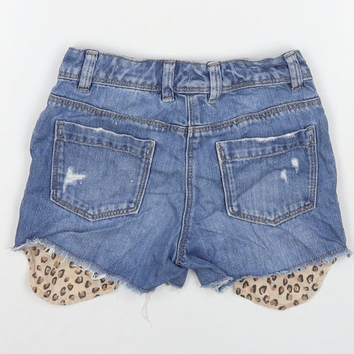 NEXT Girls Blue Cotton Hot Pants Shorts Size 7 Years L3 in Regular Zip