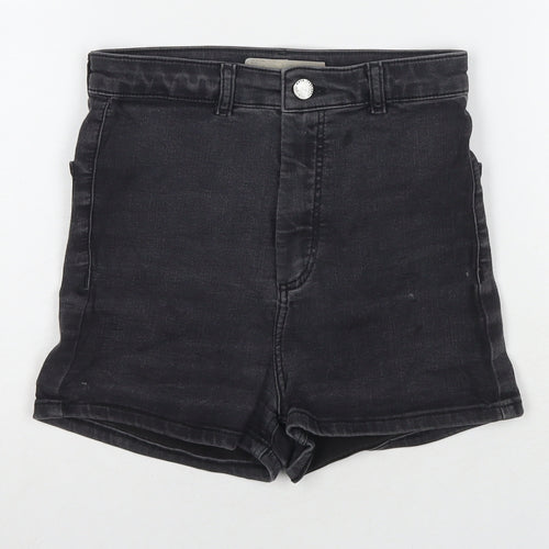 Topshop Womens Black Cotton Hot Pants Shorts Size 10 L3 in Regular Zip