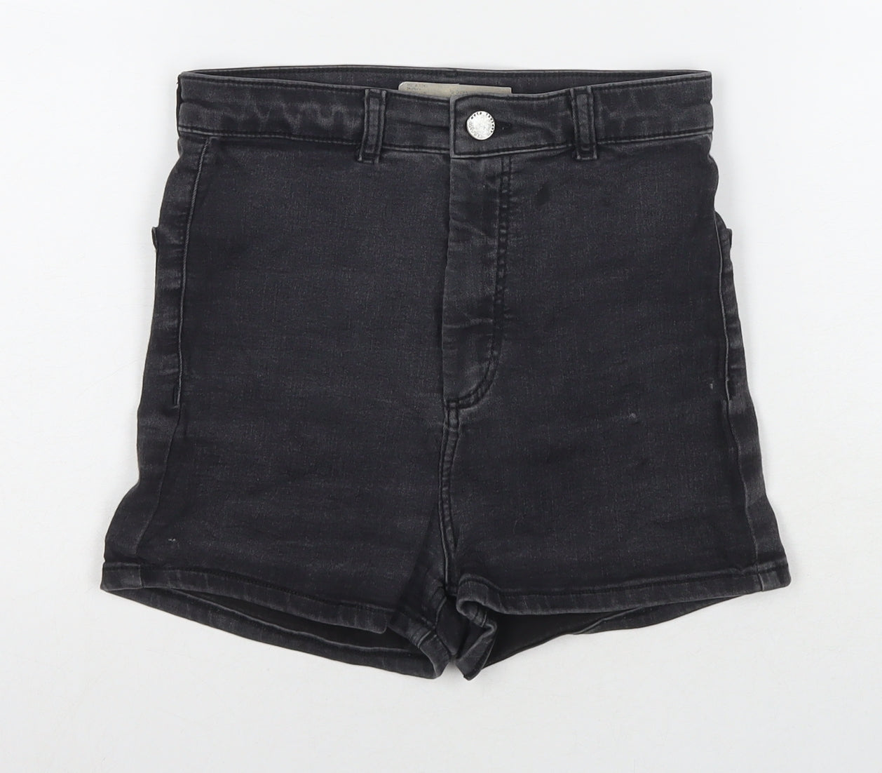 Topshop Womens Black Cotton Hot Pants Shorts Size 10 L3 in Regular Zip