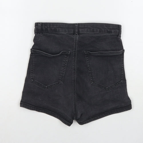 Topshop Womens Black Cotton Hot Pants Shorts Size 10 L3 in Regular Zip