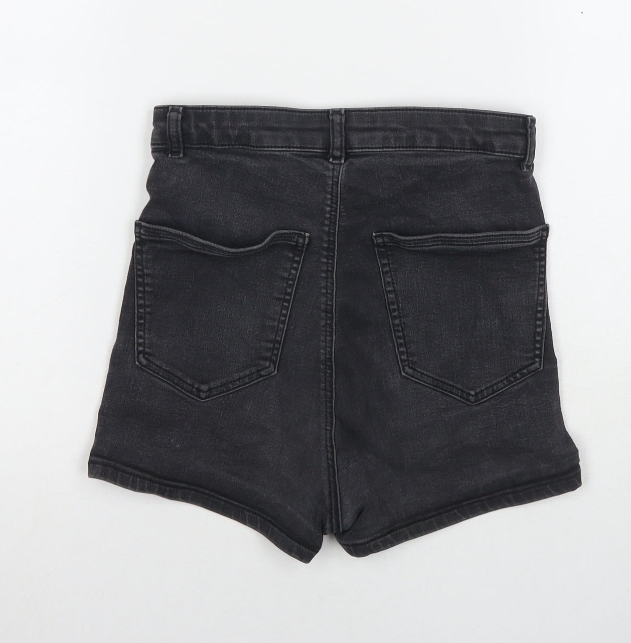 Topshop Womens Black Cotton Hot Pants Shorts Size 10 L3 in Regular Zip