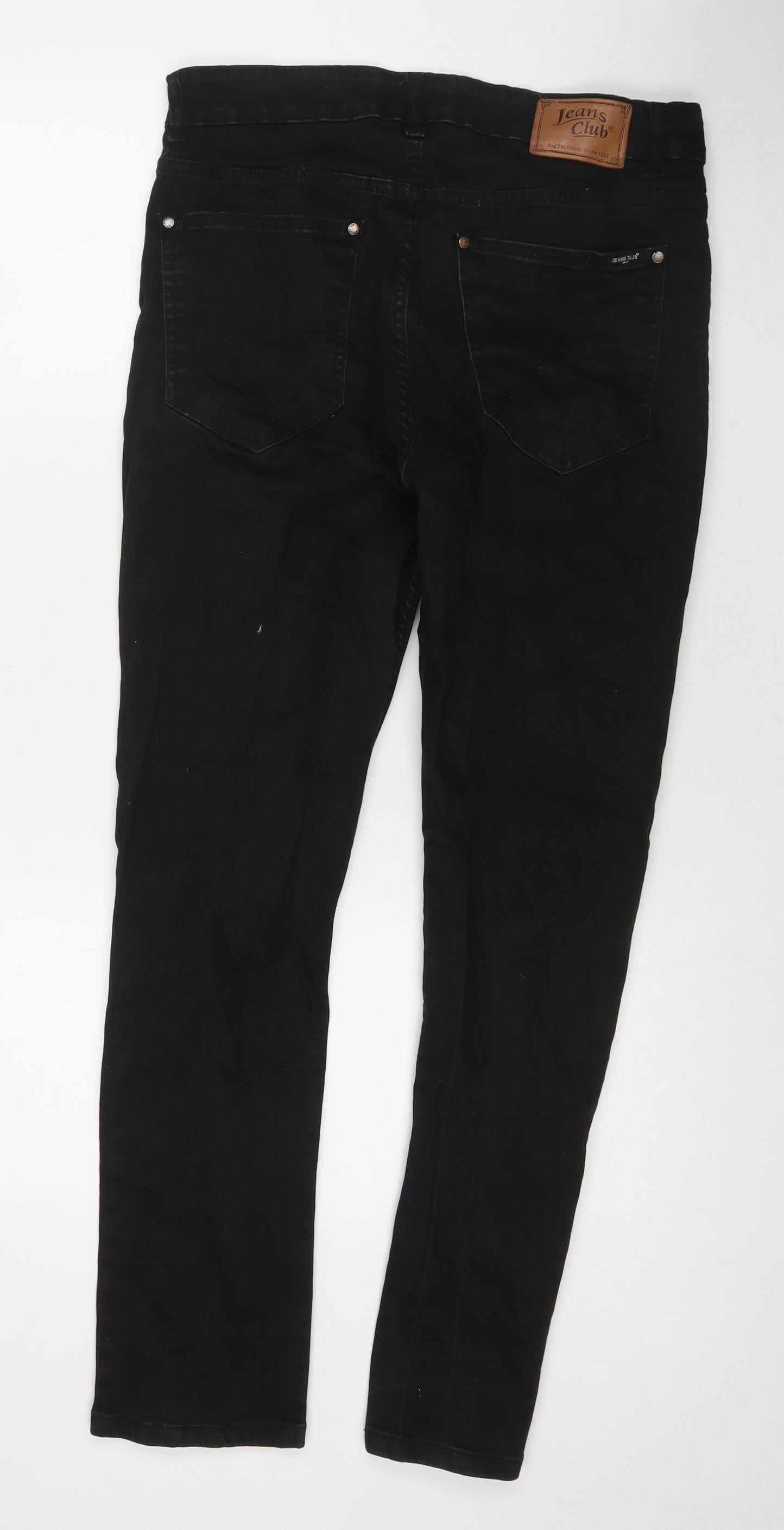C&A Mens Black Cotton Straight Jeans Size 34 in L30 in Regular Zip