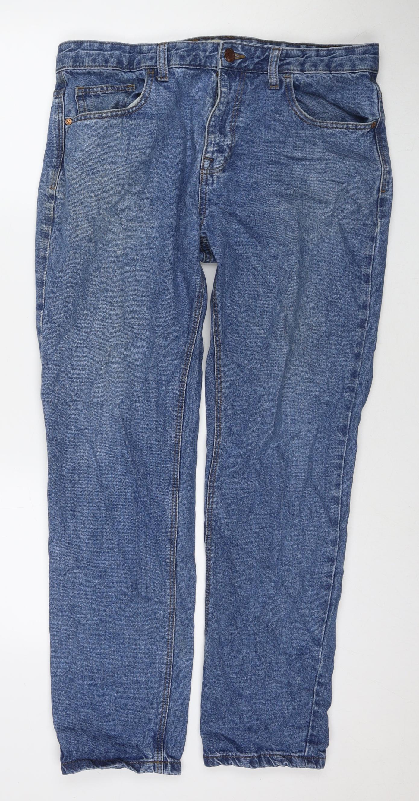 NEXT Mens Blue Cotton Straight Jeans Size 34 in L30 in Regular Zip