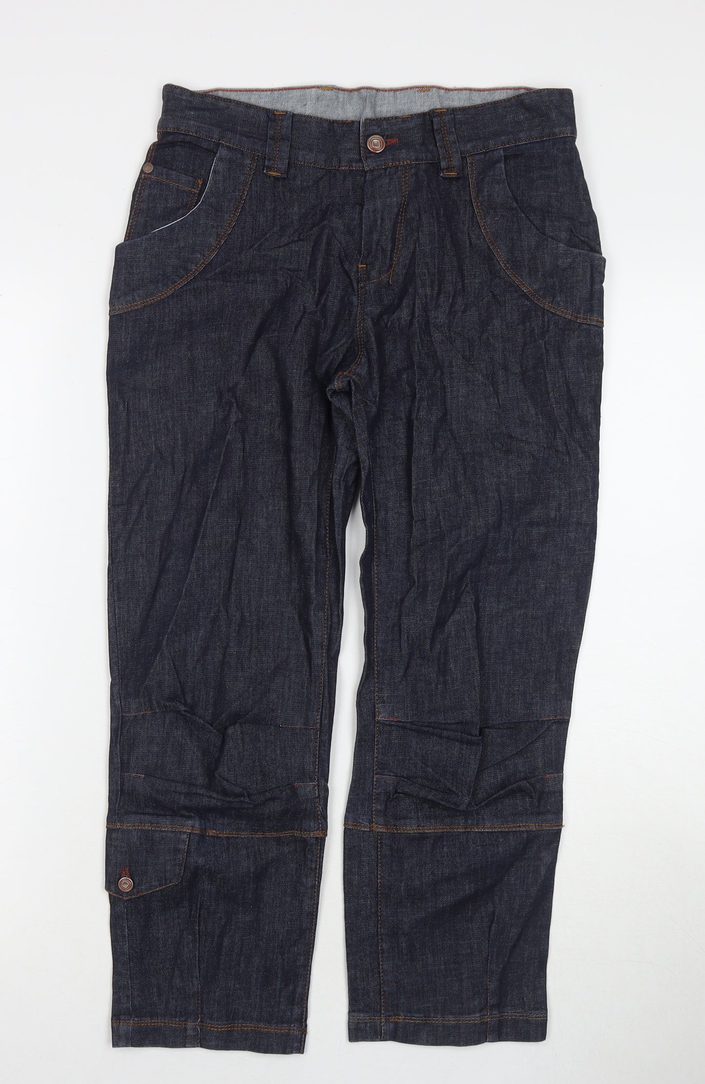 Lady Captain Womens Blue Cotton Straight Jeans Size 10 L24 in Regular Zip