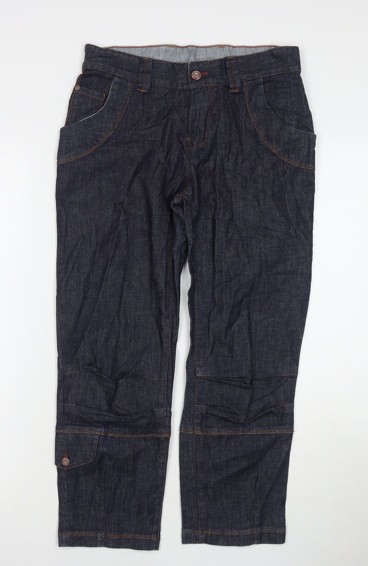 Lady Captain Womens Blue Cotton Straight Jeans Size 10 L24 in Regular Zip