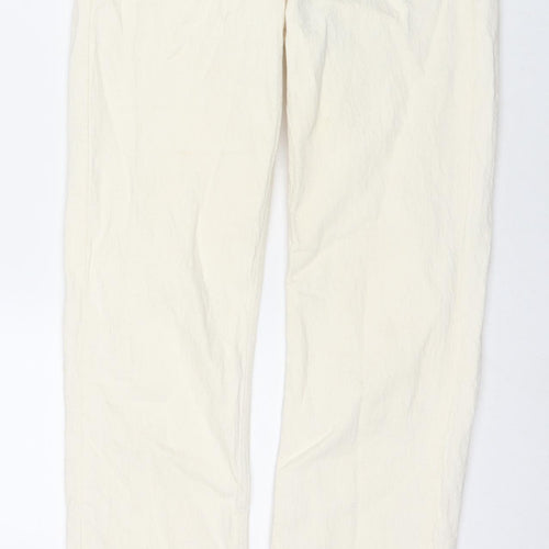 Zara Womens Ivory Cotton Straight Jeans Size 6 L32 in Regular Zip